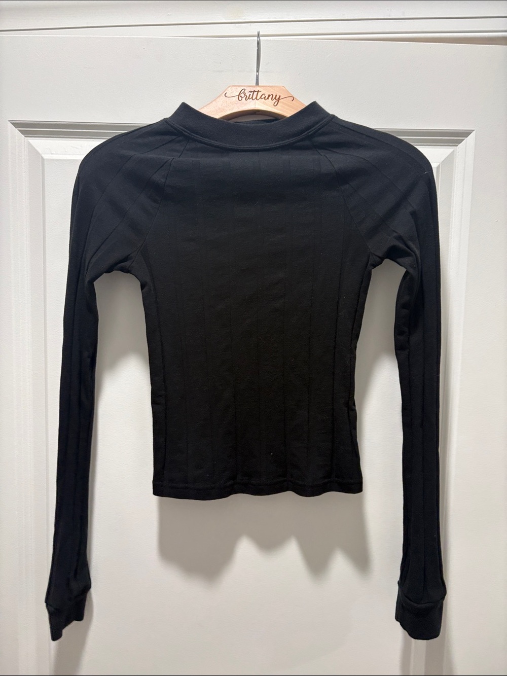 BDG Black Long-Sleeve Ribbed Slim Top